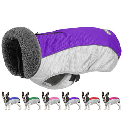 Petglad Dog Coat, Waterproof Ripstop Dog Winter Jacket with Leash Hole, Reflective Adjustable Warm Pet Fleece Snow Sweater for Small Medium Large Dogs - Purple, 3XL - color: Purple, size: 3XL