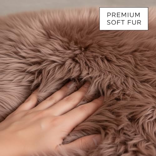 Premium Genuine Sheepskin Rug 2' x 6' Long Fur Soft & Natural Bedside Area Rug, Tan, Double Pelt - color: Tan, size: 2' x 6' (Natural)