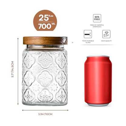 Adodeen Glass Storage Containers With Lids, Glass Jars With Lids, 24OZ - color: Bigonia-24oz
