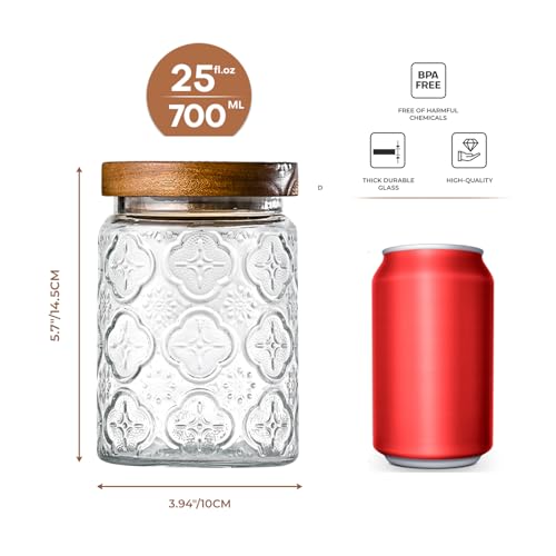 Glass Storage Containers With Lids, Glass Jars With Lids, 24oz, Set Of 3 - color: Sunflower*3-24oz