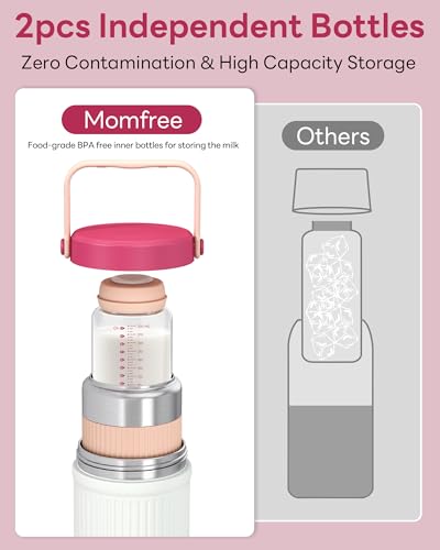 22oz Portable Breast Milk Cooler for Breastmilk, Liquid Gold Saver 360° Cooling Keeps Milk Fresh for 24 Hours, Larger Capacity Breastmilk Chiller with 2pcs Bottles for Outdoor Mom