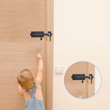 6.3inch Sliding Bolt Gate Latch, 2 Pack Heavy Duty Barrel Bolt with Padlock Hole, 304 Stainless Steel Solid Gate Lock Security Guard Door Latches for Yard Trailer Fence Shed Garages (Black) - color: Black