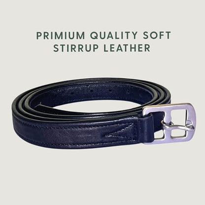 Non-Stretch Soft Stirrup Leather with Stainless Steel Hardware 1 Pair Pack of 2 - color: Black, size: 48 Inch