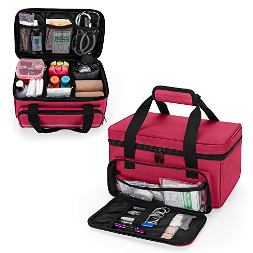 CURMIO Empty First Aid Kits Case, Family Medical Supplies Storage Bag, Red