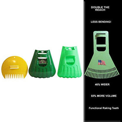 Grabber Scoop Hand Rakes with Leverage Extension Grip - Back Saving Ergonomic Gardening Tool for Lawn and Leaves Clean-up - Made in USA - Model P755