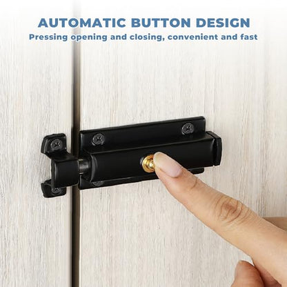 Mooche Slide Latch Lock Barrel Bolt, 4 Inch Stainless Steel Barrel Bolt Gate Latches - color: Glossy Black