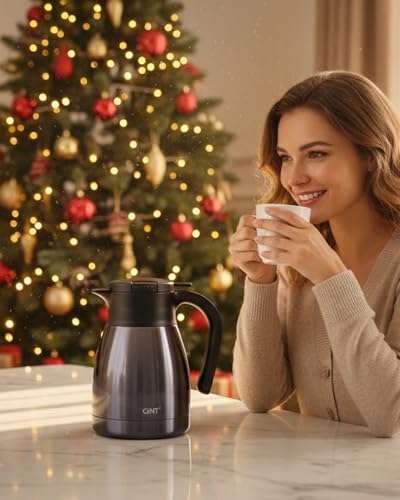 GiNT 1L / 34Oz Thermal Coffee Carafe, Insulated Stainless Steel Coffee Carafes for Keeping Hot/Double Walled Vacuum Thermal Carafe (Purple) - color: Purple, size: 34 Ounces