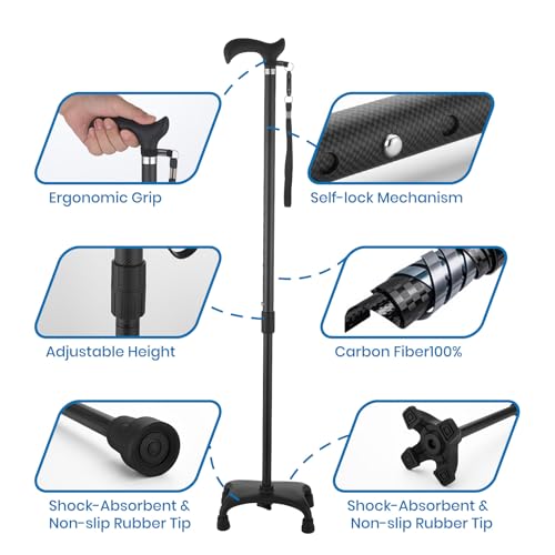 Walking Cane for Men & Women, Zynuhmo Carbon Fiber Canes with Adjustable Height-Lightweight,Ergonomic Handle for Comfortable Grip Walking Stick for Mobility Aid - size: 25''-38'' Adjustable Height