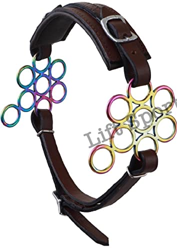 Black/Brown Rainbow Multi Color Hackamore Bitless Horse Bit English Western Adjustable Flower Original Leather Bridle Equestrian Tack (Brown)