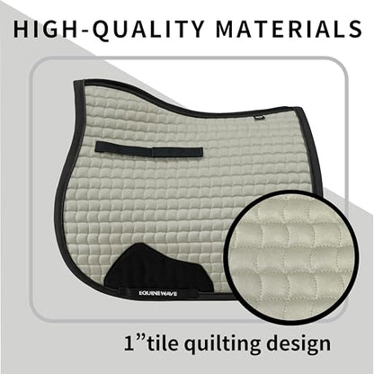 EQUINEWAVE Aria Soft Suede Jump Saddle Pad – Breathable Moisture-Wicking Lining, Shock-Absorbing Cushion, Contoured Spine, English All Purpose Saddle Pad - color: Champagne
