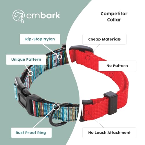 Embark Dog Collar - Adjustable Heavy Duty Outdoor Pet Training Collar - color: Boho, size: Small