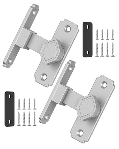 90 Degree Barn Door Lock, Rustproof Sliding Gate Latch, Silver 2Pcs - color: Silver-2PCS
