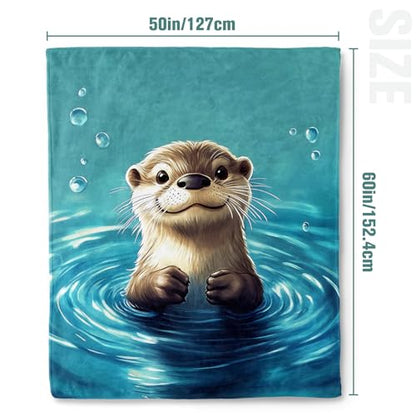 Jekeno Otter Gifts Blanket Cute Ocean Blue Water Ripples Throw Blanket - color: Otter, size: 50x60 Inch