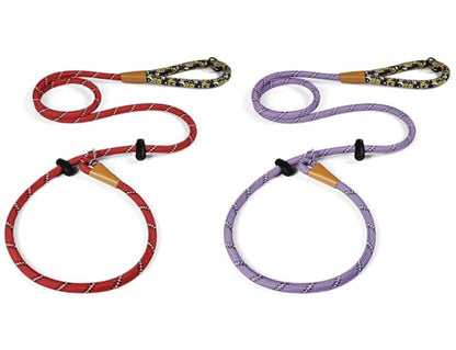 lynxking Dog Leash 3/8in x 6ft Slip Lead Reflective Purple and red, 2 Pack