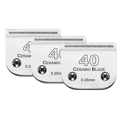 3PCS 40 Blades Dog Grooming Blades Compatible with Andis/Wahl Dog Clipper | Cut Length 1/100"(0.25mm),Dog Clipper Blade compatible with Oster A5 ,Ceramic Blade & Stainless Steel Blade - color: 3pack #40