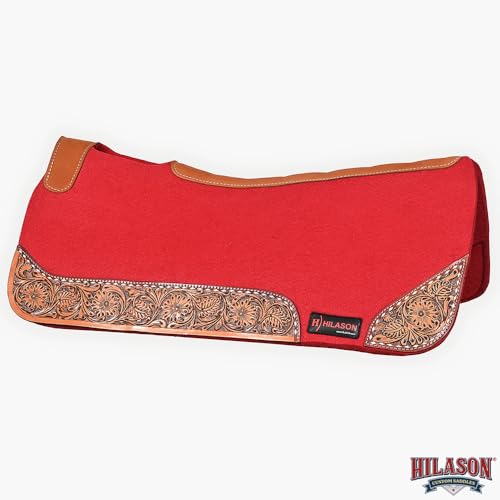 HILASON Western Wool Felt Horse Saddle Pad, Black, 32x30 - color: Red
