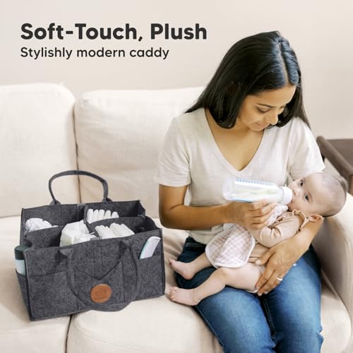 KeaBabies Baby Hair Brush and KeaBabies Diaper Caddy Organizer - Baby Brush with Soft Goat Bristles, Organizer for Nursery, Cradle Cap Hairbrush