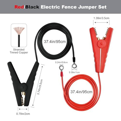 Fence Jumper Cables with Crocodile Clips, Electric Fence Jumping Lead - Solar Electric Fencing Connector Accessory Ideal for Fencing System