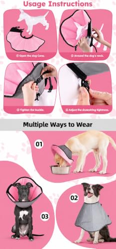 Soft Dog Cone Collar for Large Dogs After Surgery Adjustable - color: Pink, size: M (Neck Girth: 9.5-12.7in)