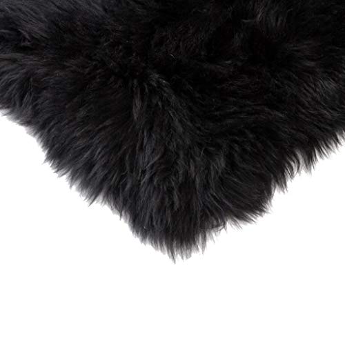 Natural Sheepskin Chair Pad, Non-Slip, Black, 2 Pack - color: Black, size: 2 Count (Pack of 1)