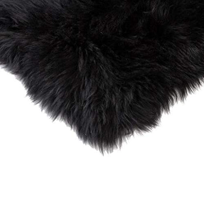 Natural Sheepskin Chair Pad, Non-Slip, Black, 2 Pack - color: Black, size: 2 Count (Pack of 1)