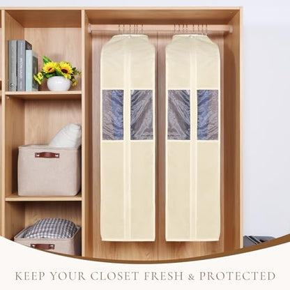 Univivi 40 Inch Cloth Garment Bags for Hanging Clothes 2 Pack, Beige - size: 40 Inch - 2 Pack - Beige