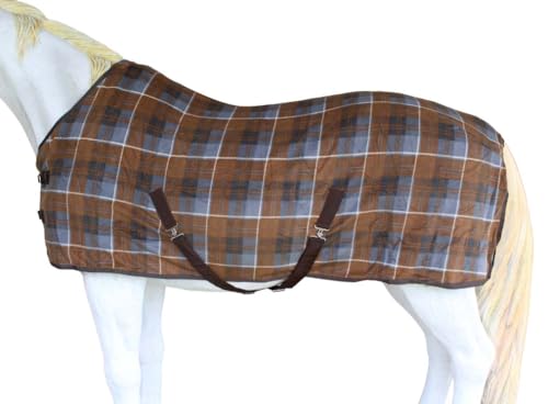 Challenger Horse Polar Fleece Cooler Exercise Blanket Wicks Moisture Winter Liner 43EE12 - color: Rust Plaid, size: 68 inches