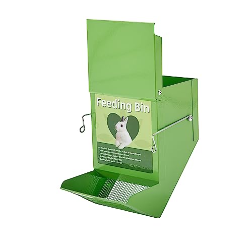 Metal Small Animal Feeder with Lid, Heavy Duty, Large Capacity Food Dispenser, Great for Rabbits, Guinea Pigs, Chinchillas and Other Small Animals. (4.6 inch, Green) (Pack of 2) - color: Green, size: 4.6 inch (Pack of 2)