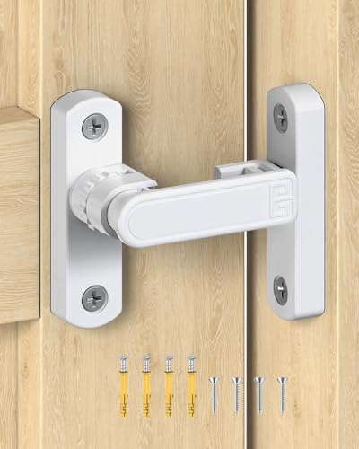 Adjustable Barn Door Locks, 90/180 Degree Gate Latch, White - color: White-1 Pc