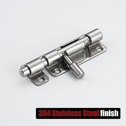 JQK Door Latch Lock Barrel Bolt 4 Inch, 304 Stainless Steel Slide Gate Latches Security Thickened 1.4mm with Padlock Hole, Silver, 2 Pack HBB120-P2 - color: Silver, size: 2 Pack