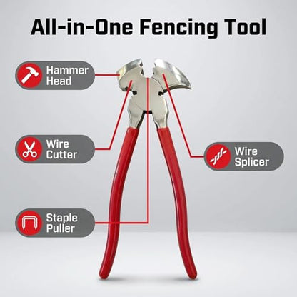 Saiveina Fencing Pliers, 10-Inch Heavy Duty Fence Pliers Multi Tool