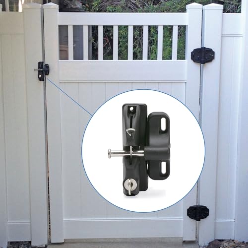 National Hardware LokkLatch Keyed Gate Latch, Polymer, Adjustable, Black | Key-Lockable Latch with Stainless Steel Components, 4-9/16 in Gap Range, Fits Wood, Metal and Vinyl Gates