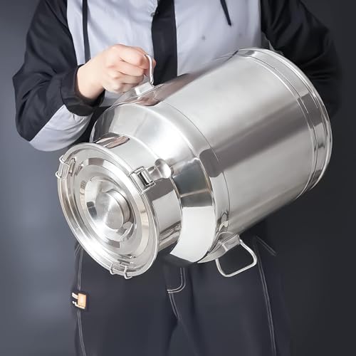 22 Liter 5.8 Gallon Stainless Steel Milk Can Milk Bucket Wine Pail Bucket Large Capacity Milk Can Tote Jug with Sealed Lid and Carry Handle - size: 22L