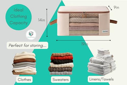 Chaos Cleared Canvas Storage Bags Designer Organizer for Clothing 2 Pack – Clothes Organizers for sweaters, clothing, garment, bedding, quilt, linens, large bag with zip & window, mothproof - size: Clothing Bag 2 Pack