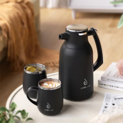 IDEUS Thermal Coffee Carafe 68oz, Beverage Dispenser Black - color: Black, size: 68 Ounces