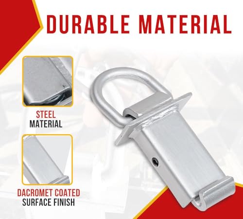 Mytee Products 2 Pack 5/8 Inch Stake Pocket D Rings w/Outward Protruding Design, 18000 lbs | Adjustable Trailer Stake Pocket Tie Down Utility for Flatbed Trucks & Trailer w/Hitch Pin - color: Silver w/ Outward Protruding, size: 2 - Pack