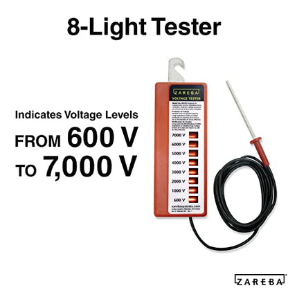 Zareba 8-Light Voltage Tester - Test Low Impedence and Standard Fence Chargers - Test between 600 and 7,000 Volts - RSVT8