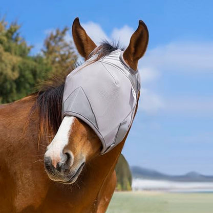 Raelitego Horse Fly Mask Without Ears, Breathable Mesh UV Protection (M) - size: M