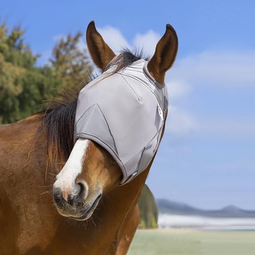 Raelitego Horse Fly Mask Without Ears, Breathable Mesh UV Protection (M) - size: M
