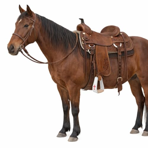 CHALLENGER 5-1/4 Wide Horse Saddle Western Lightweight Aluminum Angled Saddle Wide Stirrups Cross 5136L