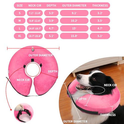 MCHY Inflatable Dog Cone,Adjustable Recovery Collar for Dogs After Surgery,Prevent from Biting & Scratching,Not Block Vision (Pink, M-Neck 10''- 14'') - color: Pink, size: M-Neck 10"- 14"