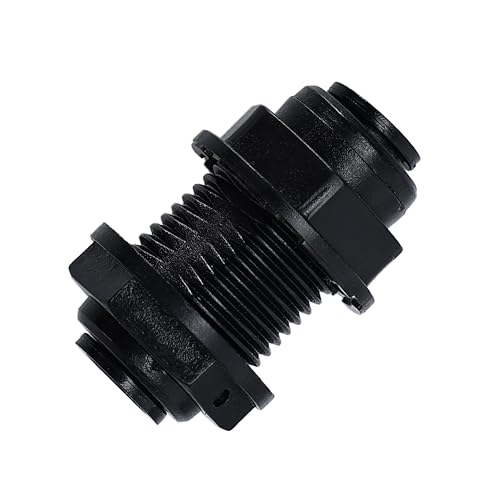 1/4" RO Water Tube Bulkhead Connector, Black, Pack of 12 - color: Black