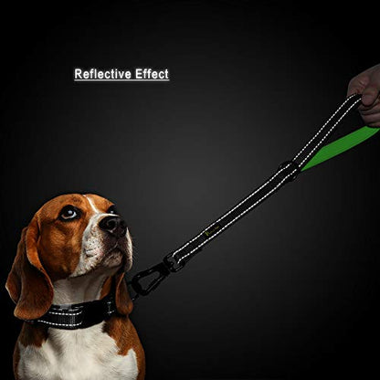 PLUTUS PET Short Training Dog Leash with Padded Handle for Medium Large Big Dogs,18 Inch Heavy Duty Strong Traffic Leash with Carabiner Clip for Climbing Walking or Guiding Blind（18”，Black | Reflective, Heavy Duty Strong Nylon, Traffic Leash with Carabine