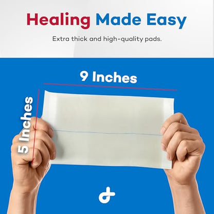Dealmed Abdominal Pads 5x9 in - Sterile, Non Adherent - 400 Count | Polyester Rayon Blend, Non-Woven, Individually Wrapped, Sealed Edges, Heavy Drainage Care, 20 Packs Per Case - size: 5" x 9", style: Case Pack