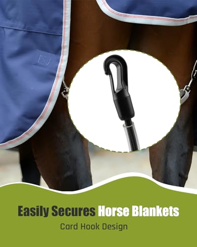 Stretch Horse Rug Tail Strap Adjustable Elastic 16in 4PCS | Double Ended Clips, Elastic Horse Blanket Straps, 16inch, 4PCS