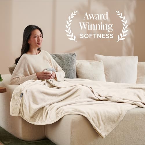 Bare Home Fleece Blanket Luxury Microplush (Full/Queen, Vanilla) - color: 19 - Vanilla, size: Full/Queen