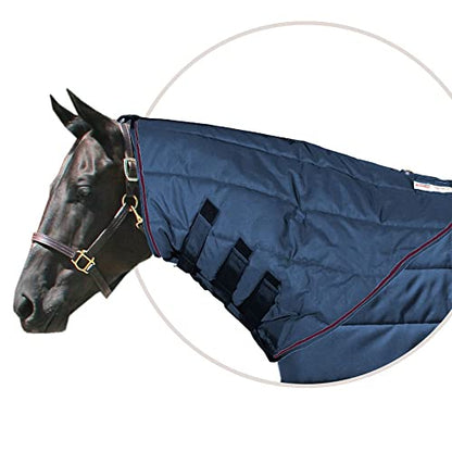 SuperQuilt 1200D Horse Stable Blanket Neck Cover for Horses SuperQuilt 1200D Outer Cover | 280gm Insulation | Adjustable Neck Closure - color: Navy