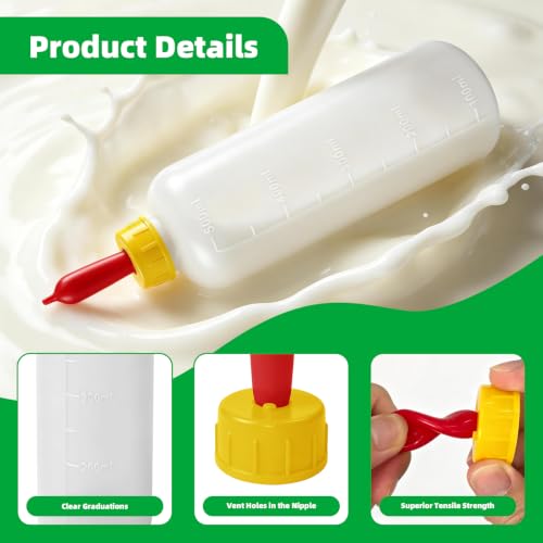 2 Pack 500ml Reusable Goat Feeding Bottles with 20 Nipples