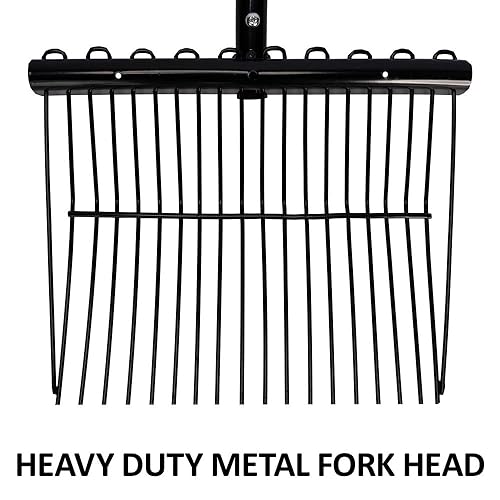 Dura-Tech Metal Fork Head | Heavy-Duty Manure Fork for Horses | Durable Metal Construction | Double Bar Design | Minimal ⅝ Spacing | 1-Year Warranty
