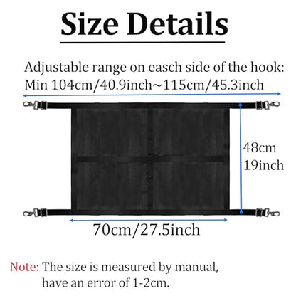 Stall Guard for Horse, 27"x19" Adjustable Nylon Horses Stall Guard with Straps & Snaps | Easy to Install in Stable and Barn - color: BLACK